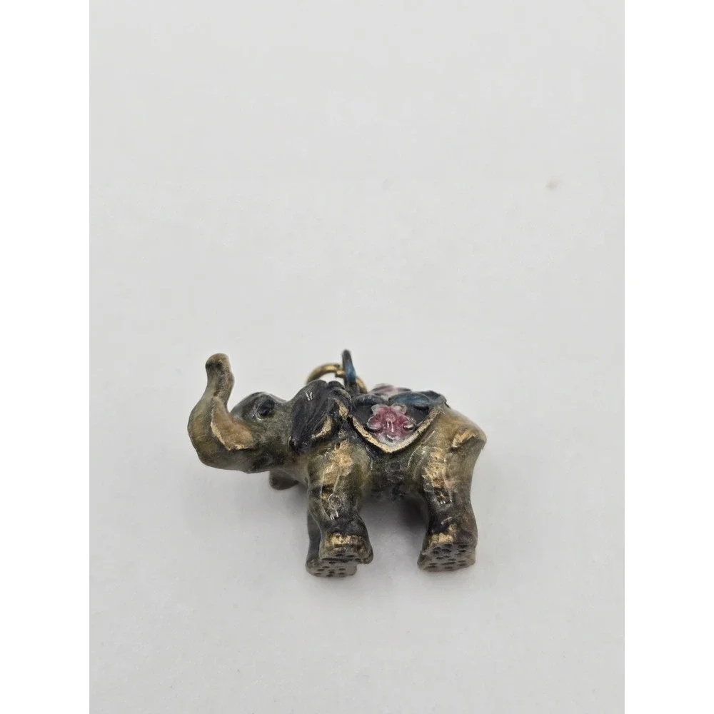 Elephant Ornate Hinged Trinket Box Figurine With Jewelry Charm Jeweled Enamel